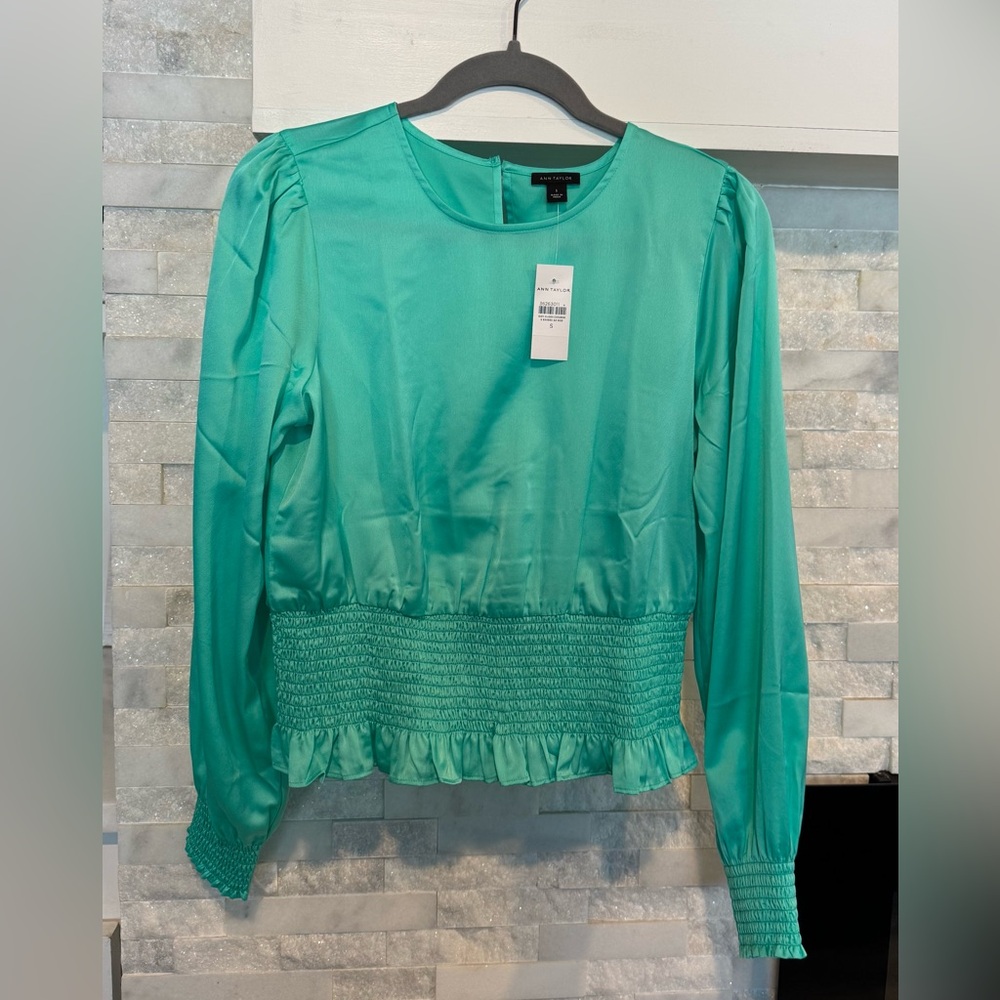 Ann Taylor Teal Long Sleeve Blouse NWT